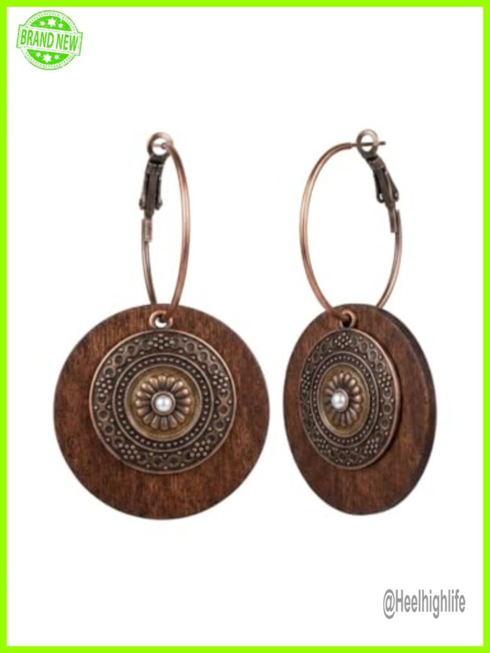Boho Wood Dangle Earrings Set Geometric Hollow Drop Hoop Tribal